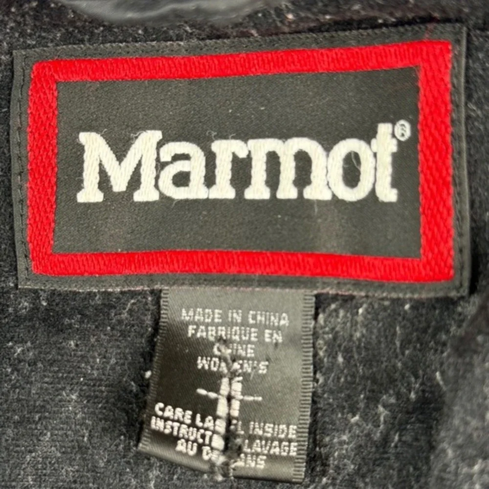 Marmot Womens Black‎ Diamond Quilted Fleece Lined Full Zip Puffer Jacket Size M